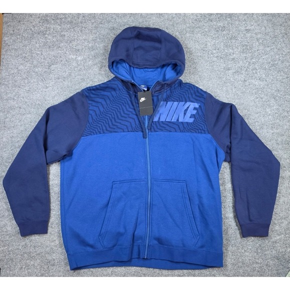 Nike Other - NWT Nike Sweatshirt Mens 2XL XXL Blue Swoosh Spell Out Full Zip Hoodie New